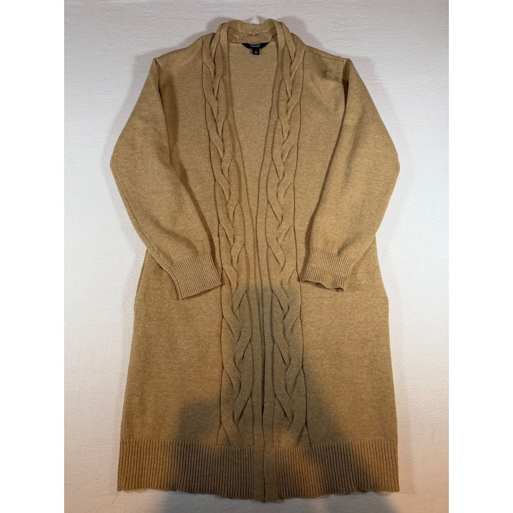Simply Vera Vera Wang Camel Tan Cable Knit Longline Duster Cardigan Sweater S
